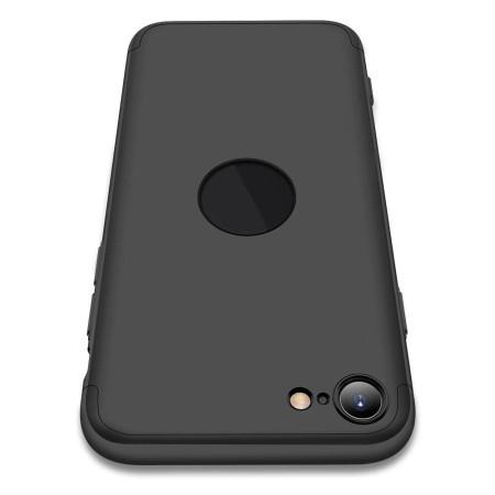 Husa Full Cover 360° compatibila cu Apple Iphone SE2 / SE 2020 cu gaura logo (fata + spate + folie Pet) din plastic ,Negru