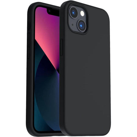 Husa din silicon ultra-slim MATA cu microfibra pe interior, compatibila cu iPhone 13 , Negru