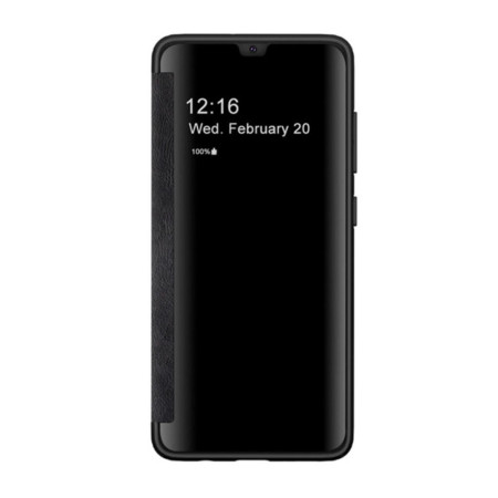 Husa Boa compatibila cu Samsung Galaxy A13 5G, Piele Eco Fina si Mata, Capac translucid PC cu Vedere, Negru