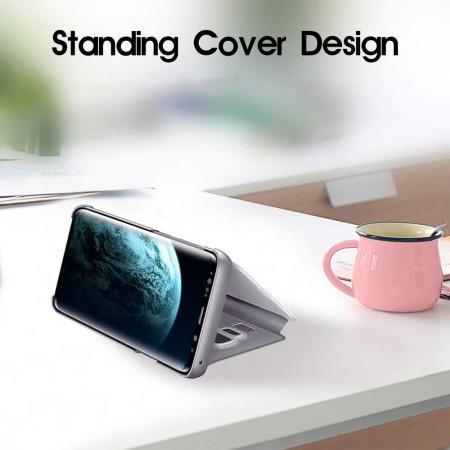 Husa Kickstand Mirror, Functie Stand, Capac translucid, Design elegant, Huawei Mate 20 Lite , Argintiu