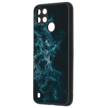 Husa Glaze Glass Care compatibila cu Realme C21Y, Slim Glow, HTPMAG, Blue Nebula