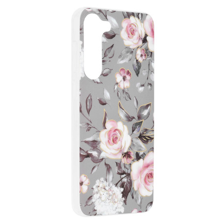 Husa compatibila cu Samsung Galaxy S23 Plus, Marble Floral, Gri