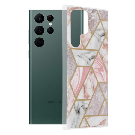 Husa compatibila cu Samsung Galaxy S22 Ultra, Abstract Marble, Hex Fashion, Pink