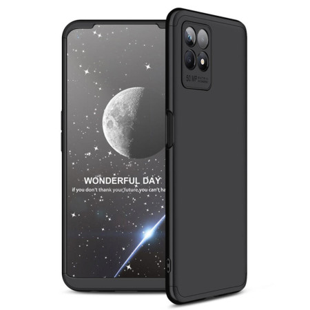 Husa Optim Cover 360° compatibila cu Realme 8i, Fata/Spate si Folie Pet, PC Shockproof, Negru