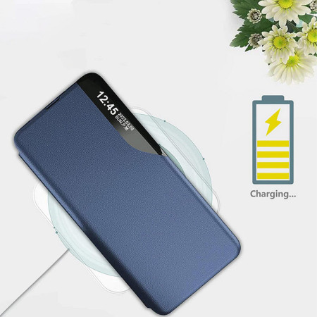 Husa Flip din Piele compatibila cu Samsung Galaxy A03 4G, E-Fold, Blue