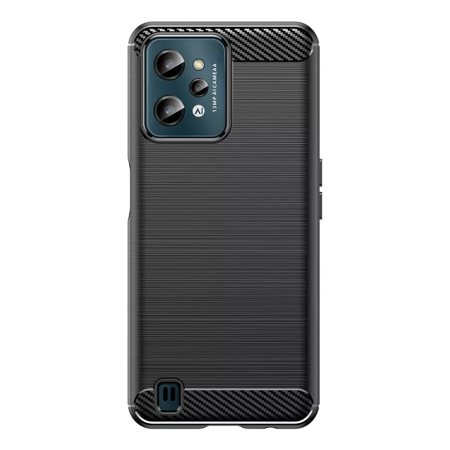 Husa Carbon Fiber compatibila cu Oppo Realme C31, Flexibila, HTPMAG Protect 421.21, Black