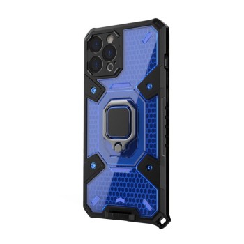 Husa compatibila cu Apple iPhone 12 Pro Max, Ring (cu inel + Magnet) Honeycomb Armor, HTP®, Blue