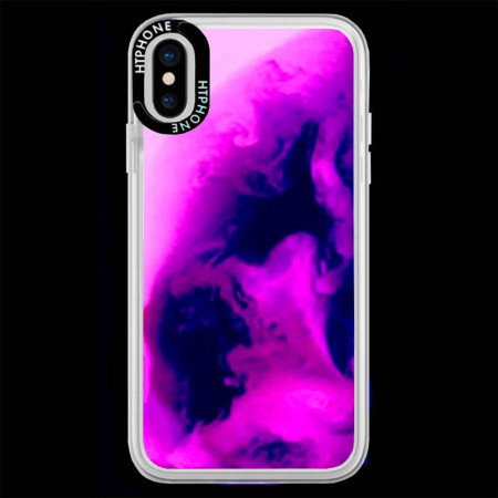 Husa Neon compatibila cu Htphone Apple iPhone X/XS, Red Glow In The Dark