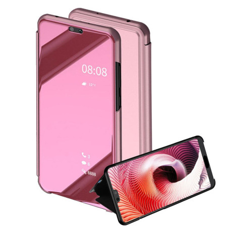 Husa Kickstand Mirror, Functie Stand, Capac translucid, Design elegant, Huawei P20, Rose