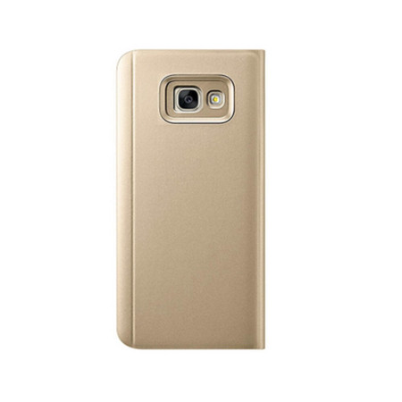 Husa Kickstand Mirror, Functie Stand, Capac translucid, Design elegant compatibila cu Samsung Galaxy A5 2017, Gold