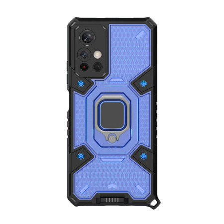 Husa compatibila cu Xiaomi Poco M4 Pro 5G/ Xiaomi Redmi Note 11, Optim Ring Inel Rotativ Magnetic, Ultra Care, Hexa Honeycomb HTPMAG, Blue