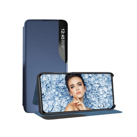 Husa Flip din Piele compatibila cu Samsung Galaxy A03 4G, E-Fold, Blue
