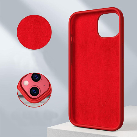 Husa protectie compatibila cu Apple Iphone 14, Slim, HTPMAG, Camera SuperProtect, Interior din Microfibra, Rosu 32.422