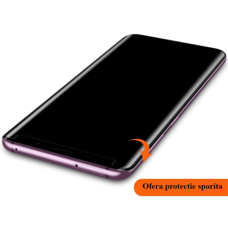 Folie sticla curbata UV, cu lipire pe intreg ecranul, pentru Samsung Galaxy S9 Plus, Transparenta