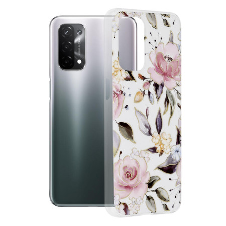 Husa compatibila cu Oppo A54 5G, A74 5G, Marble Floral, Alb