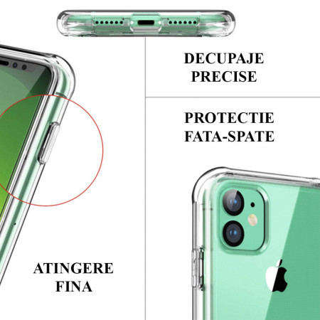 Husa HTphone Full TPU 360 V2 pentru Apple iPhone 11 Pro Max / XI Pro Max, Transparent