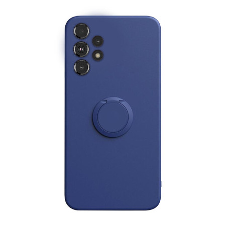 Husa Soft Liquid compatibila cu Samsung Galaxy A13 4G, interior cu piele Alcantara, 360° Inel Rotativ cu Magnet Auto, Blue