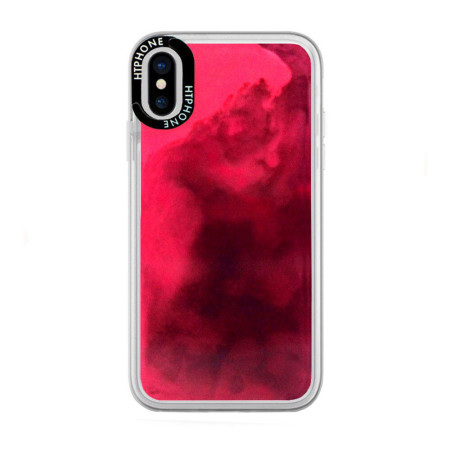 Husa Neon compatibila cu Htphone Apple iPhone X/XS, Red Glow In The Dark