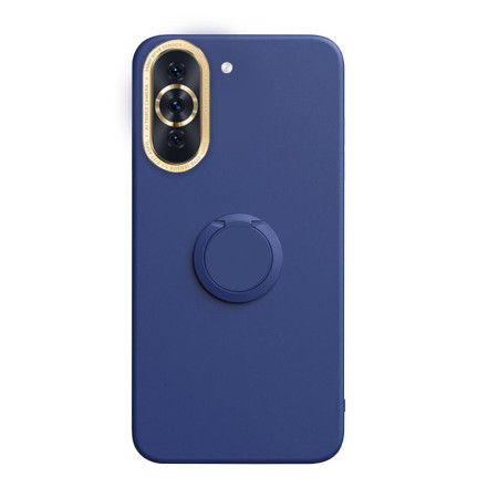 Husa Soft Liquid compatibila cu Huawei Nova 10, interior cu piele Alcantara, 360° Inel Rotativ cu Magnet Auto, Albastru