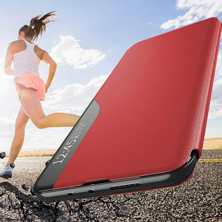 Husa Flip din Piele compatibila cu Samsung Galaxy S23 Ultra,E-Fold, Rosu