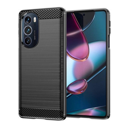 Husa Carbon Fiber compatibila cu Motorola Edge 30 Ultra, Flexibila, HTPMAG Protect 421.21, Black