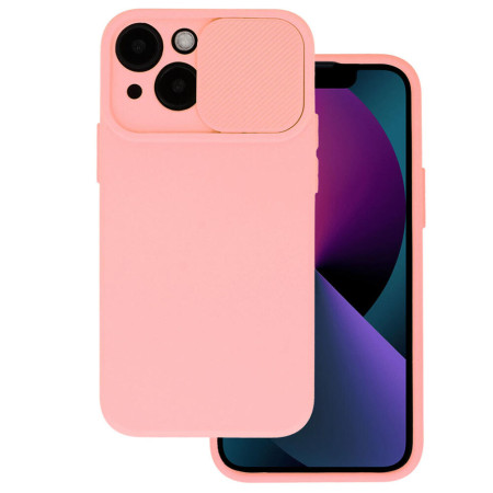 Husa protectie spate si camera foto compatibila cu Apple iPhone 14 Pro, Privacy CamShield, Interior Microfibra, Salmon