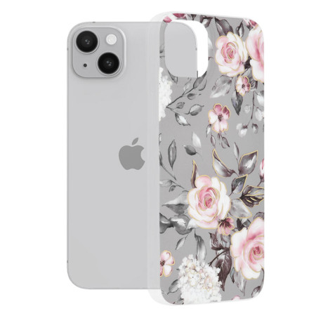Husa compatibila cu Apple iPhone 14 Plus, Marble Floral, Gri