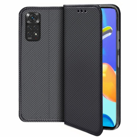 Husa Smart Magnet Tip Carte, Negru Carbon pentru Xiaomi Redmi Note 11 / 11S