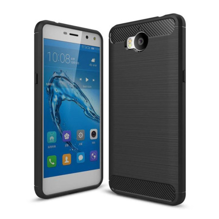 Husa de telefon Carbon Premium Protect, Huawei Y5 2017, 6 nivele de protectie, Finisaj metalic, Slim, Black