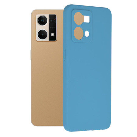 Husa Soft Edge compatibila cu Oppo Reno 7 4G, Antiamprenta, Interior Microfibra, Camera Extra Pro, Albastru