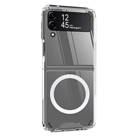 Husa MagSafe HTPMAG compatibila cu Samsung Galaxy Z Flip 3, Atasare Magnetica, Clear Case, Transparent
