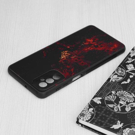Husa Glaze Glass Top G compatibila cu Samsung Galaxy M52 5G, Slim Glow, HTPMAG, Red Nebula