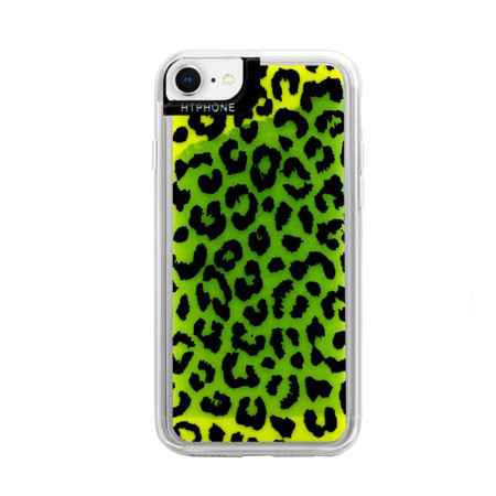 Husa Neon Htphone compatibila cu Apple iPhone 7/8, Glow In The Dark, Green Leopard