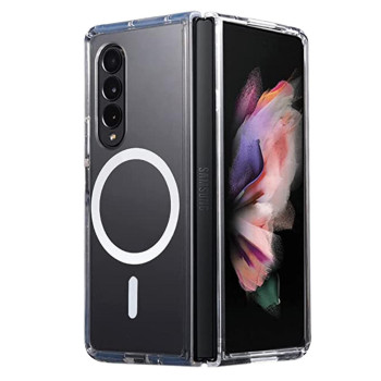 Husa MagSafe HTPMAG compatibila cu Samsung Galaxy Z Fold 3, Atasare Magnetica, Clear Case, Transparent
