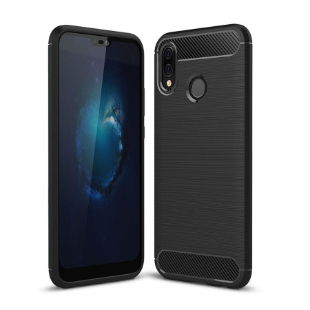 Husa de telefon Carbon Premium Protect , Huawei P20 Lite, 6 nivele de protectie, Finisaj metalic, Slim, Negru