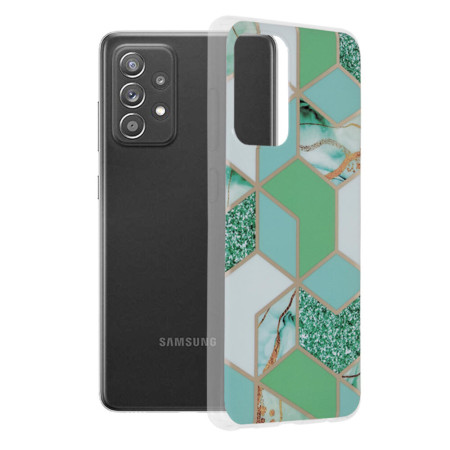 Husa compatibila cu Samsung Galaxy A52, Abstract Marble, Hex Fashion, Green
