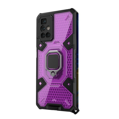 Husa compatibila cu Xiaomi Redmi 10, Optim Ring Inel Rotativ Magnetic, Ultra Care, Hexa Honeycomb HTPMAG, Rose
