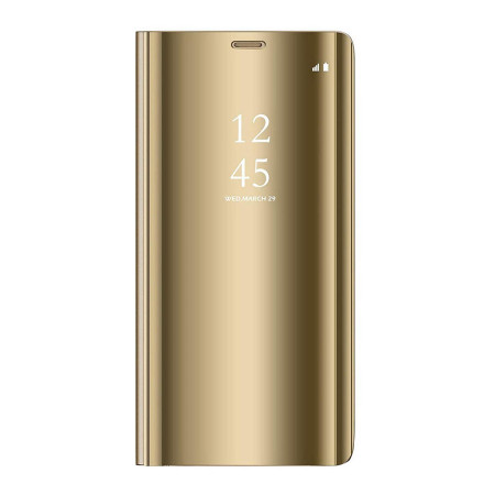 Husa Carte Clear View pentru Huawei P smart 2021, Functie Stand, Auriu