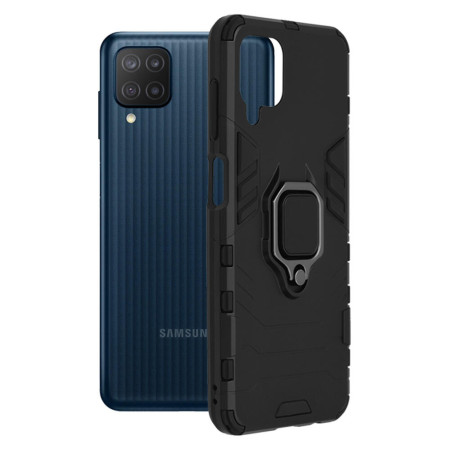 Husa compatibila cu Samsung Galaxy M12, Inel rotativ si Magnet integrat, Brave Armor, Negru