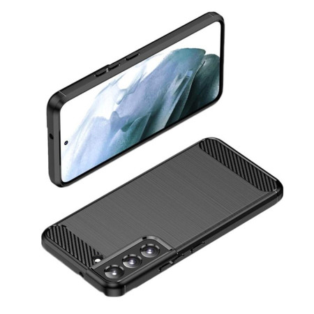 Husa Carbon Fiber compatibila cu Samsung Galaxy S22, Flexibila, HTPMAG Protect, Black