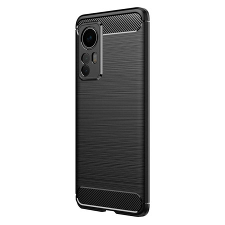 Husa Carbon Fiber compatibila cu Xiaomi 12 Pro, Flexibila, HTPMAG Protect, Black