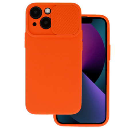Husa protectie spate si camera foto compatibila cu Apple iPhone 14, Privacy CamShield, Interior Microfibra, Portocaliu
