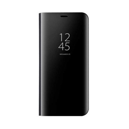 Husa Kickstand Mirror Effect, Functie de stand, Huawei P30 Pro, Black, Clear LCD Screan Cover