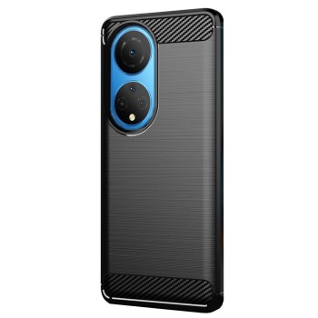 Husa Carbon Fiber compatibila cu Huawei Honor X7, Flexibila, HTPMAG Protect 421.21, Black