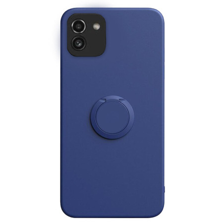 Husa Soft Liquid compatibila cu Samsung Galaxy A03 4G, interior cu piele Alcantara, 360° Inel Rotativ cu Magnet Auto, Albastru