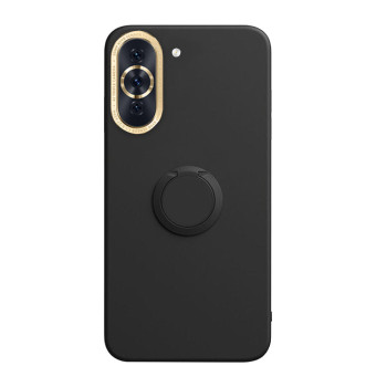 Husa Soft Liquid compatibila cu Huawei Nova 10 Pro, interior cu piele Alcantara, 360° Inel Rotativ cu Magnet Auto, Negru