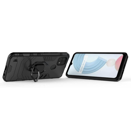 Husa compatibila cu Realme C21, Ring (Inel Magnetic) Brave Armor, HTP , Black