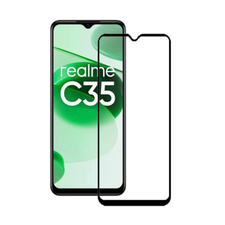 Folie sticla securizata compatibila cu Realme C35, CFP1, Case Friendly, Full Glue, Lipire Completa, 9H, BRO, Negru