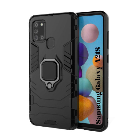 Husa compatibila cu Samsung Galaxy A21S, Ring (cu inel + Magnet) Brave Armor, Black