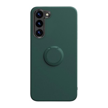 Husa Soft Liquid compatibila cu Samsung Galaxy S23 Plus, interior cu piele Alcantara, 360° Inel Rotativ cu Magnet Auto, Verde